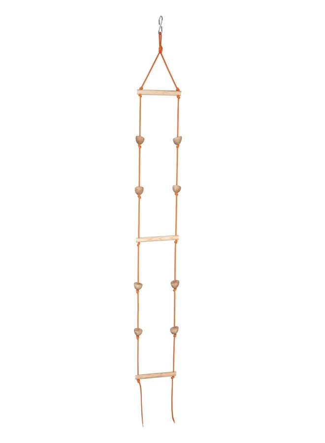 BOFFLE Rope Ladder for Kids | Climbing Stairs for Kids | Wooden Scales for Kids (3-10 Years, Orange L+Ball, Unisex) - Image 1